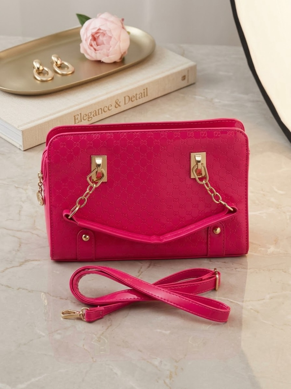 Hot Pink Chain-Handle Women's Satchel